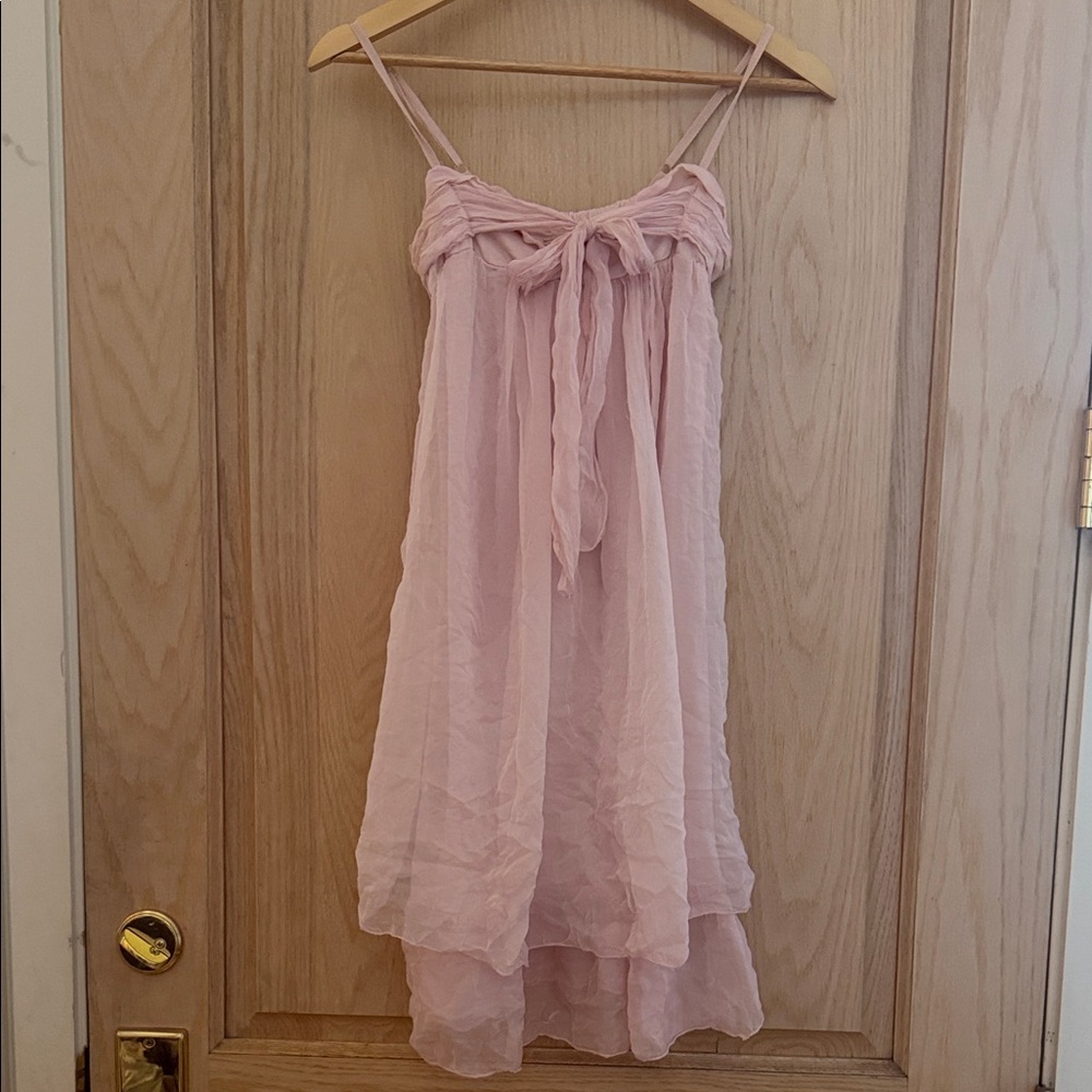 Light Pink Spaghetti Strap Chiffon Dress